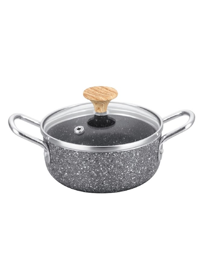 Natural Force Non-Stick Marble Coating Cooking Pot with Glass Lid Grey 11.5 cm MSPN-12